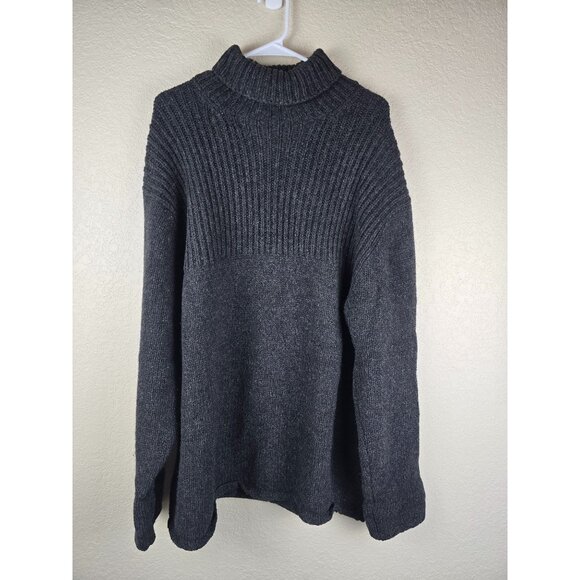 Vintage Gap 90s/y2k Gray Wool Turtleneck Sweater XXL Ribbed Knit Pullover - Picture 1 of 7
